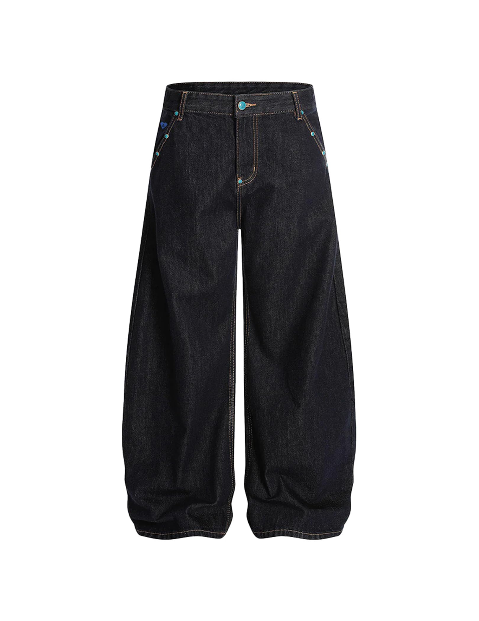 Aelfric Eden Baggy Jeans for Women Vintage Rivet Barrel Jeans High Waisted Wide Leg Y2k Streetwear Pants - Image 3