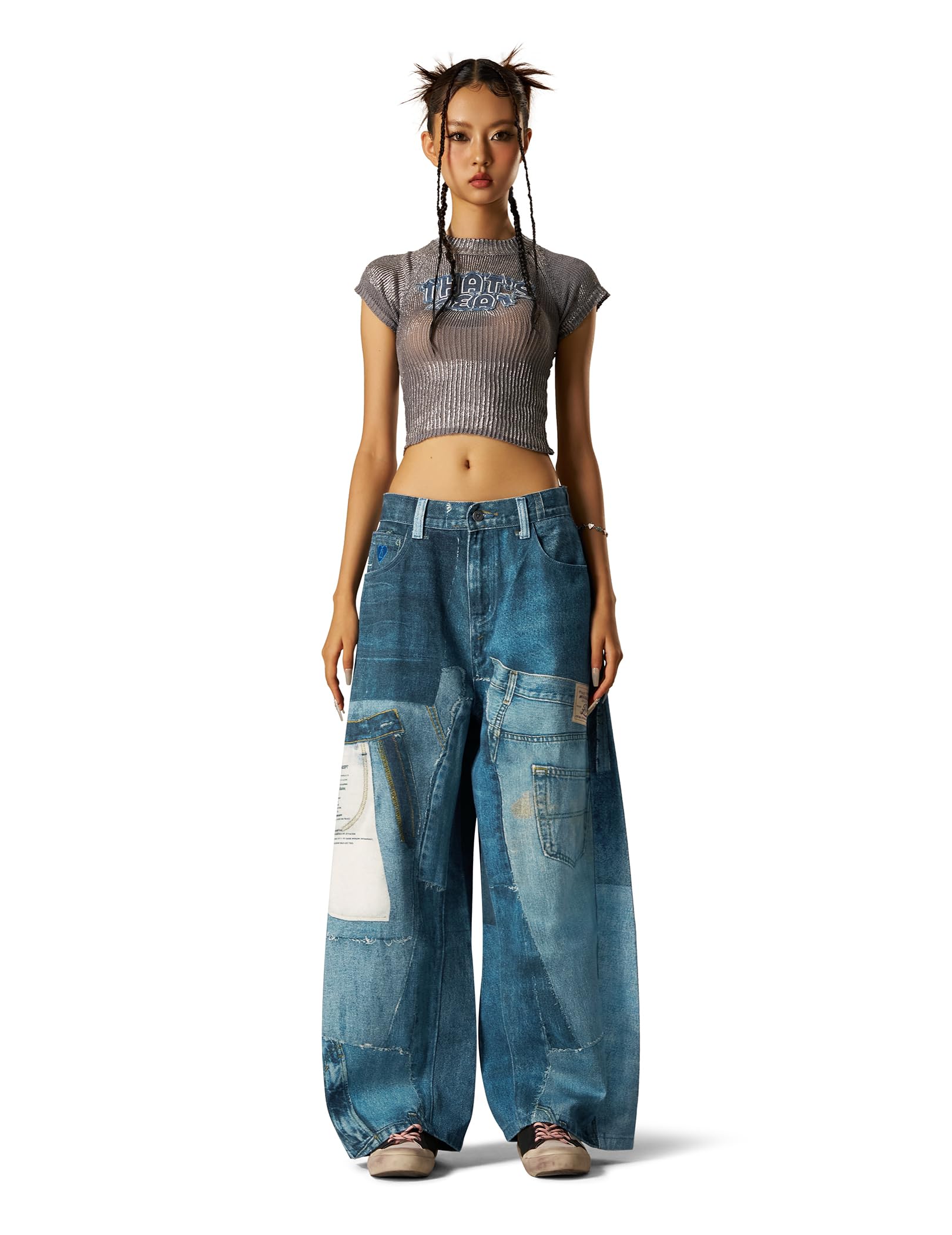 Aelfric Eden Mens Baggy Barrel Jeans Mens 3D Print Wide Leg Jeans Y2k Hip Hop Streetwear Denim Pants - Image 5