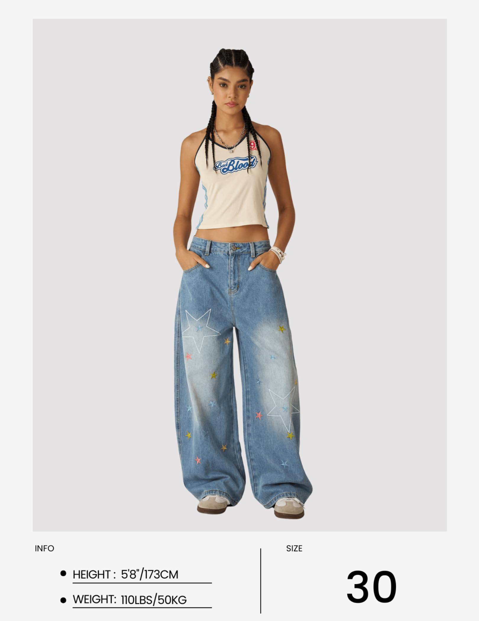Aelfric Eden Stars Embroidery Baggy Barrel Jeans Wide Leg Y2K Denim Pants Straight Loose Jeans Streetwear Unisex - Image 4